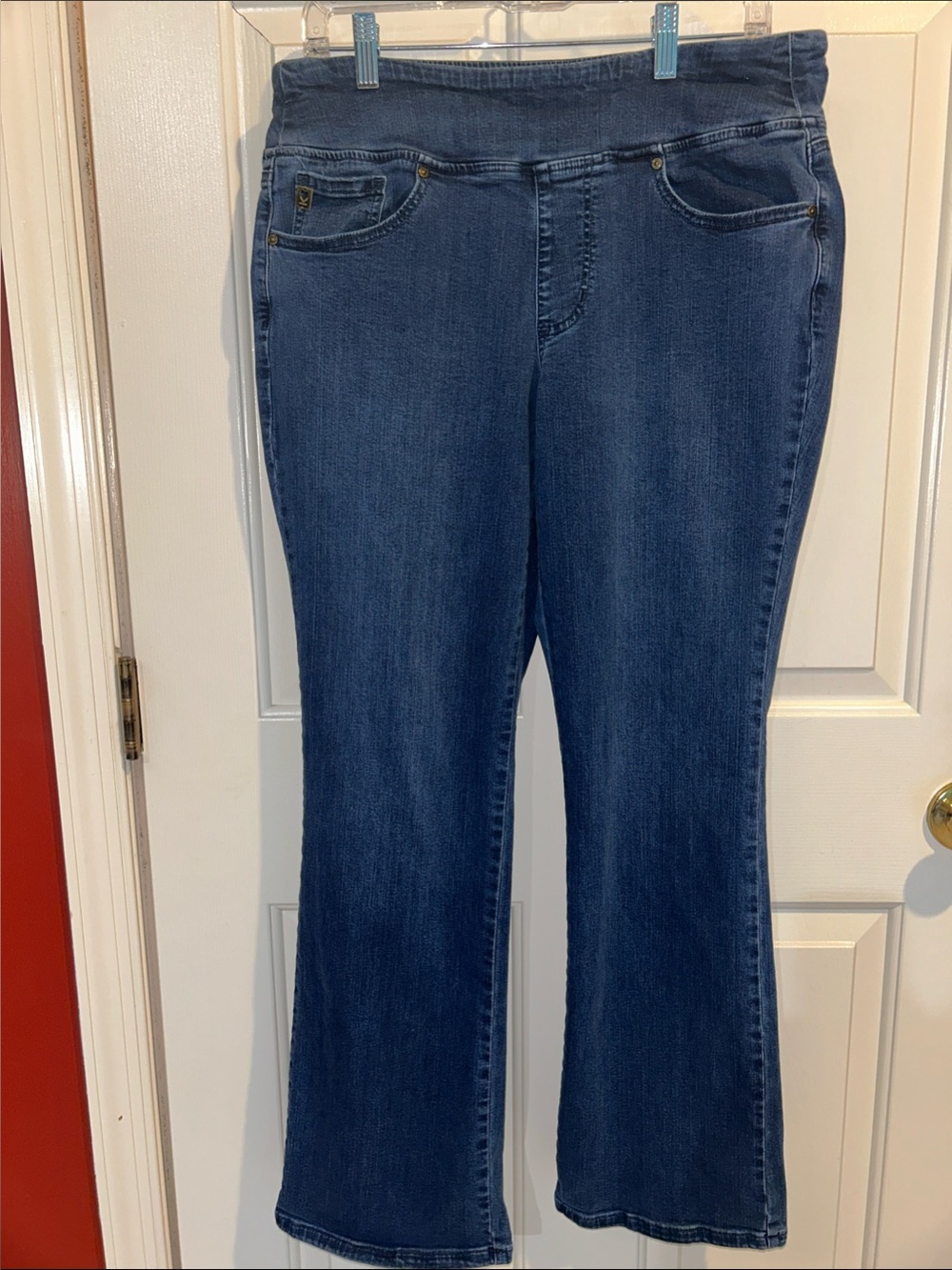 Belle by Kim Gravel Mid-Dark Blue Pull-On Bootcut Jeans